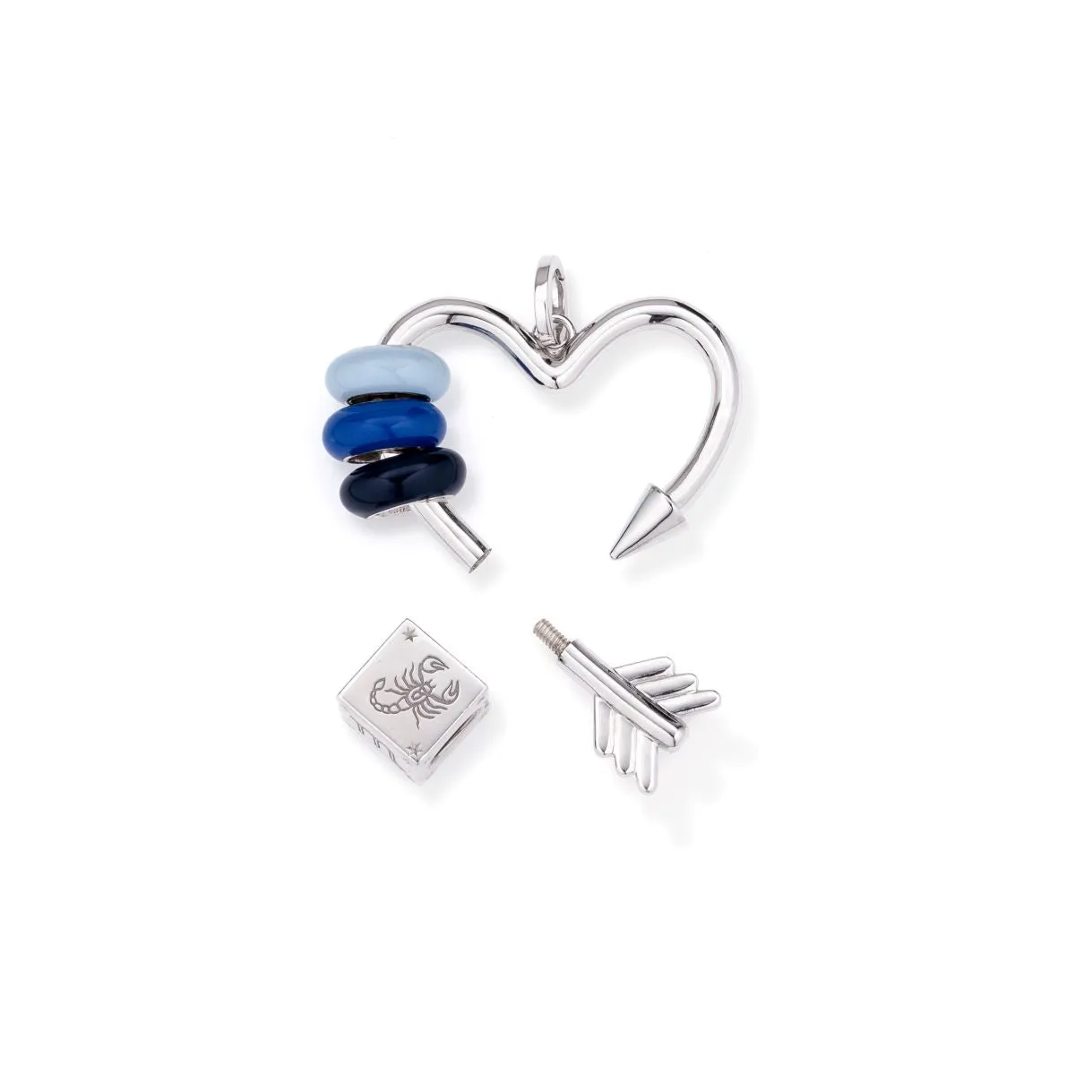Arrow Heart Hinged Charm in Sterling Silver for Big Beads sold by Adina Reyter product image thumbnail 4