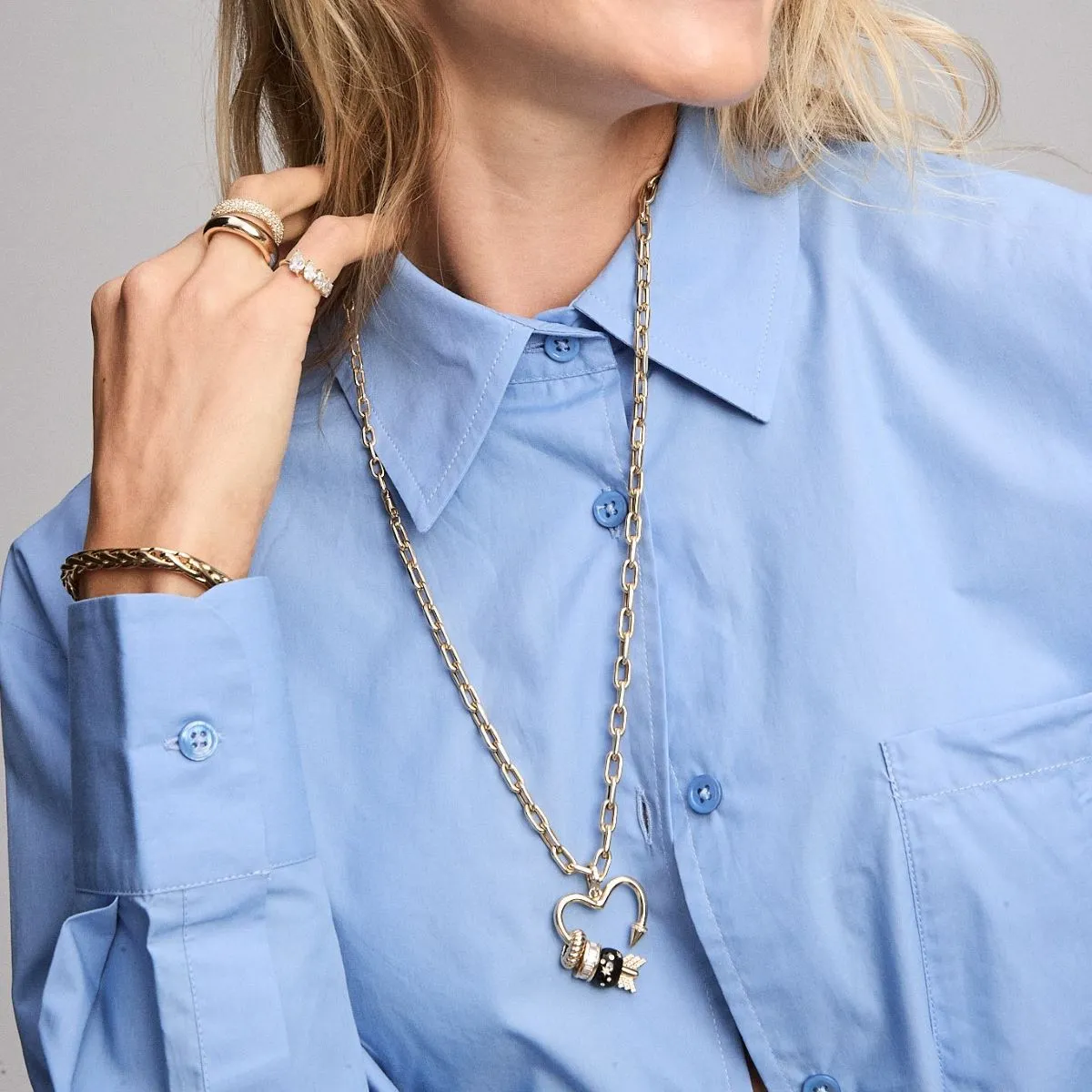 Diamond Arrow Heart Hinged Charm for Big Beads sold by Adina Reyter product image thumbnail 3