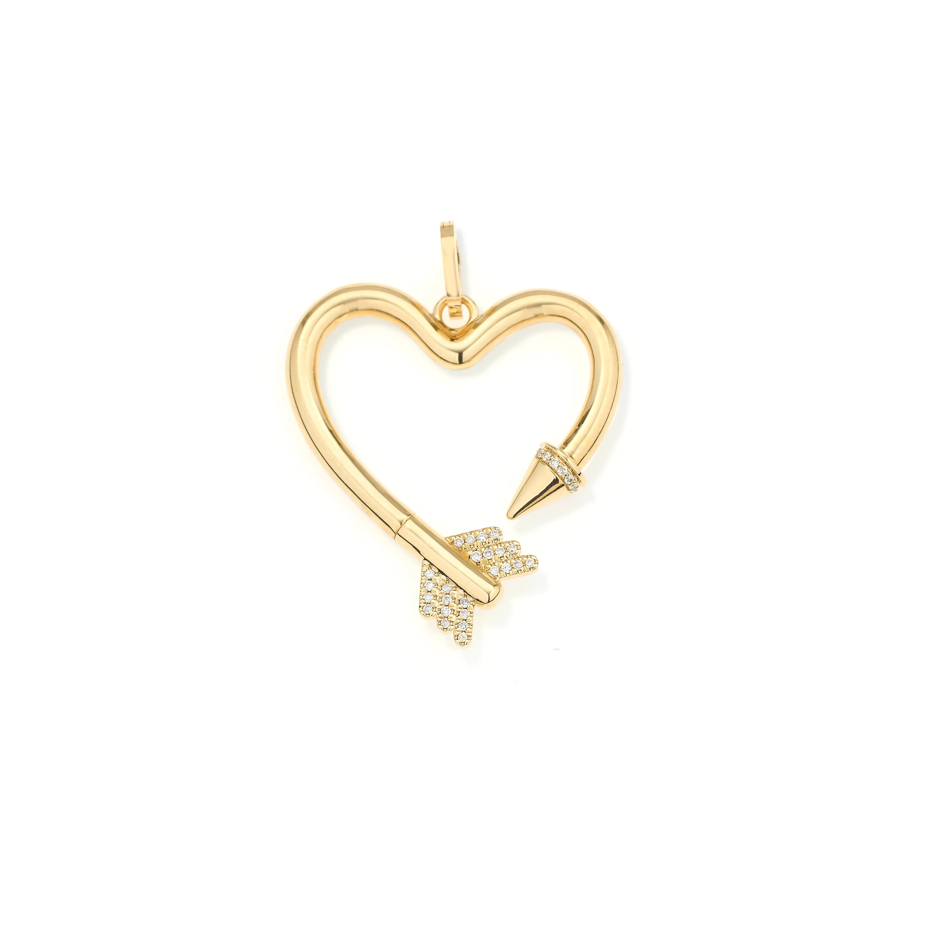 Diamond Arrow Heart Hinged Charm for Big Beads sold by Adina Reyter
