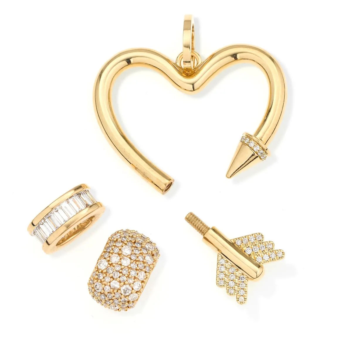 Diamond Arrow Heart Hinged Charm for Big Beads sold by Adina Reyter product image thumbnail 5