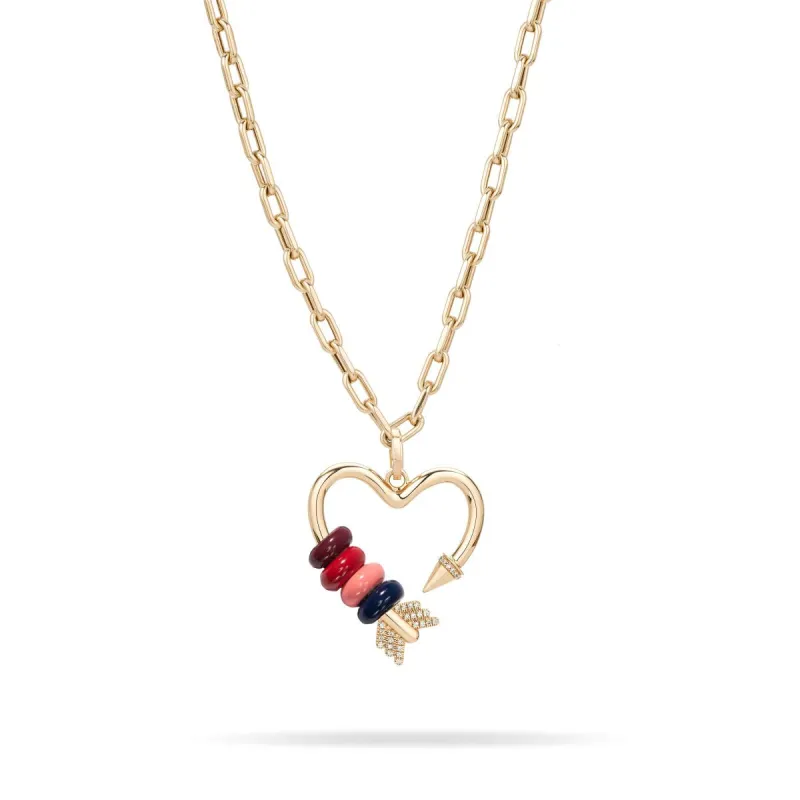 Marlien Big Bead Arrow Heart Chain Necklace (Choose Your Colors) sold by Adina Reyter