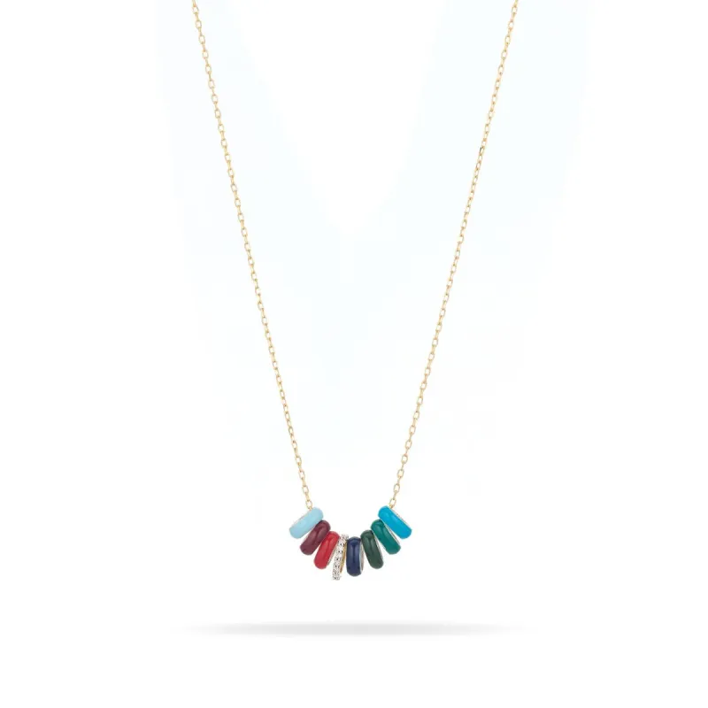 Mini Bead Diamond + Enamel Festive Necklace sold by Adina Reyter