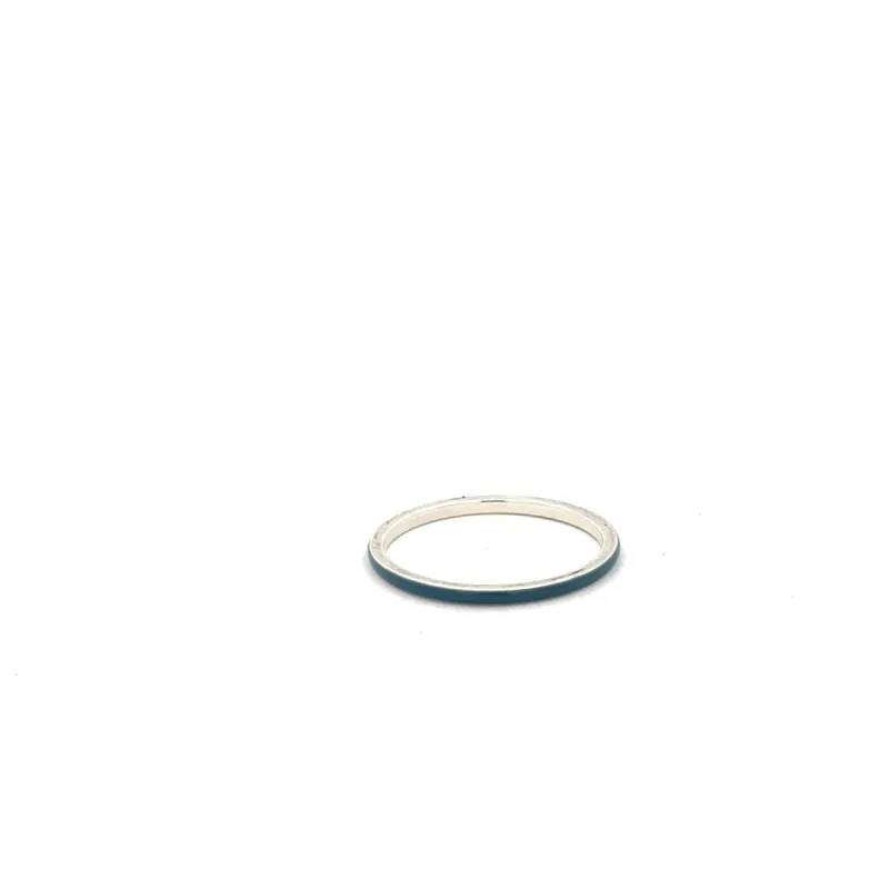 One of a Kind  Domed Blue Enamel Stacking Ring Size 7 sold by Adina Reyter
