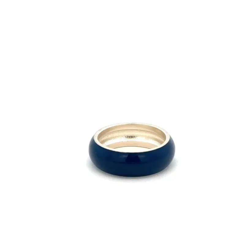 One of a Kind Domed Blue Enamel Band Size 7 sold by Adina Reyter