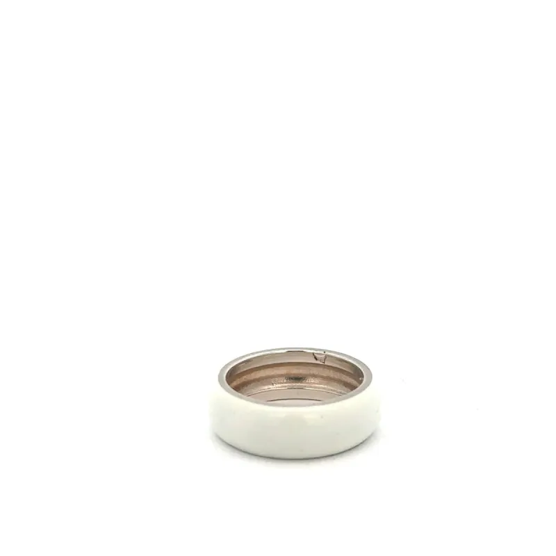 One of a Kind Domed White Enamel Band Ring Size 6 sold by Adina Reyter