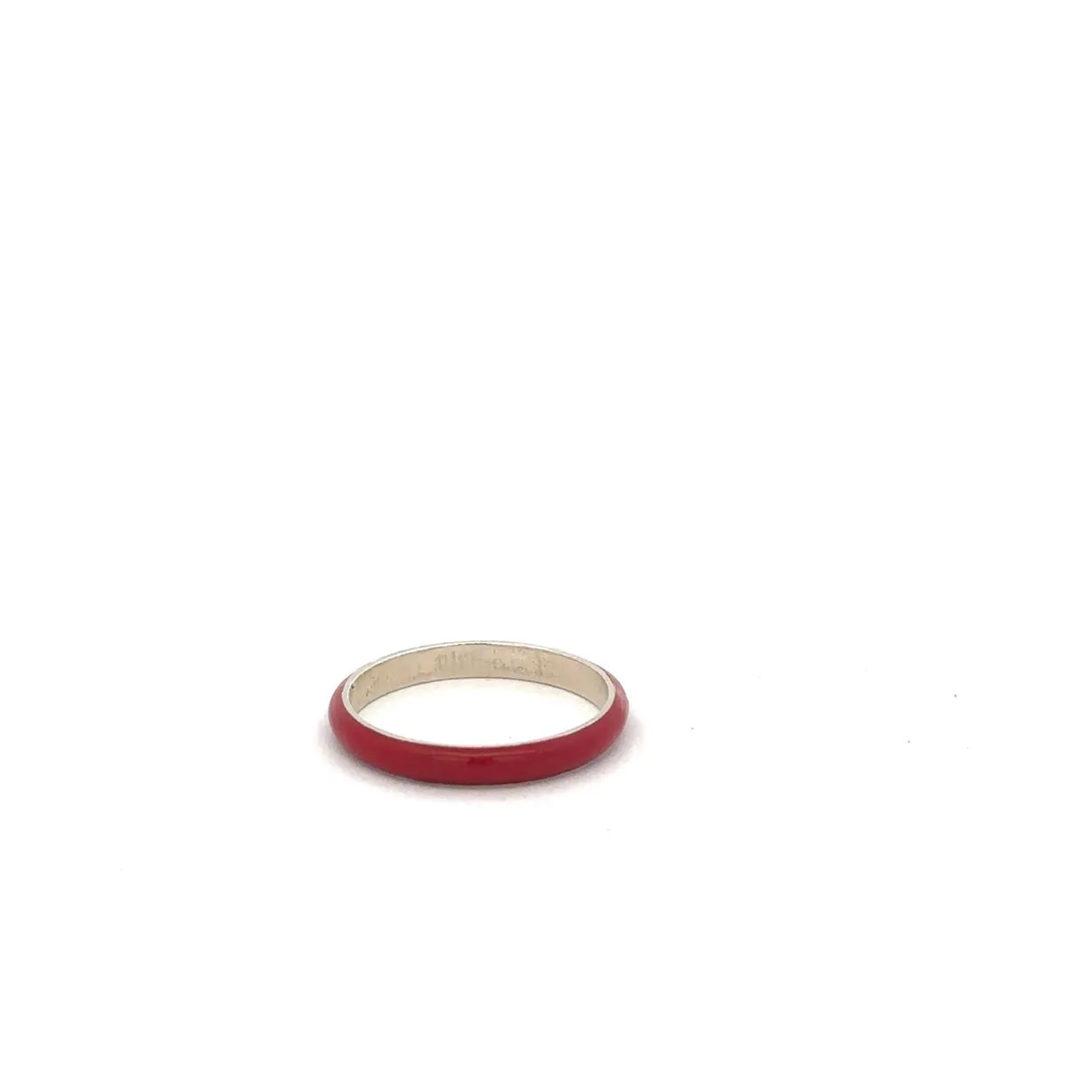 One of a Kind Domed Red Enamel Stacking Ring Size 7 sold by Adina Reyter