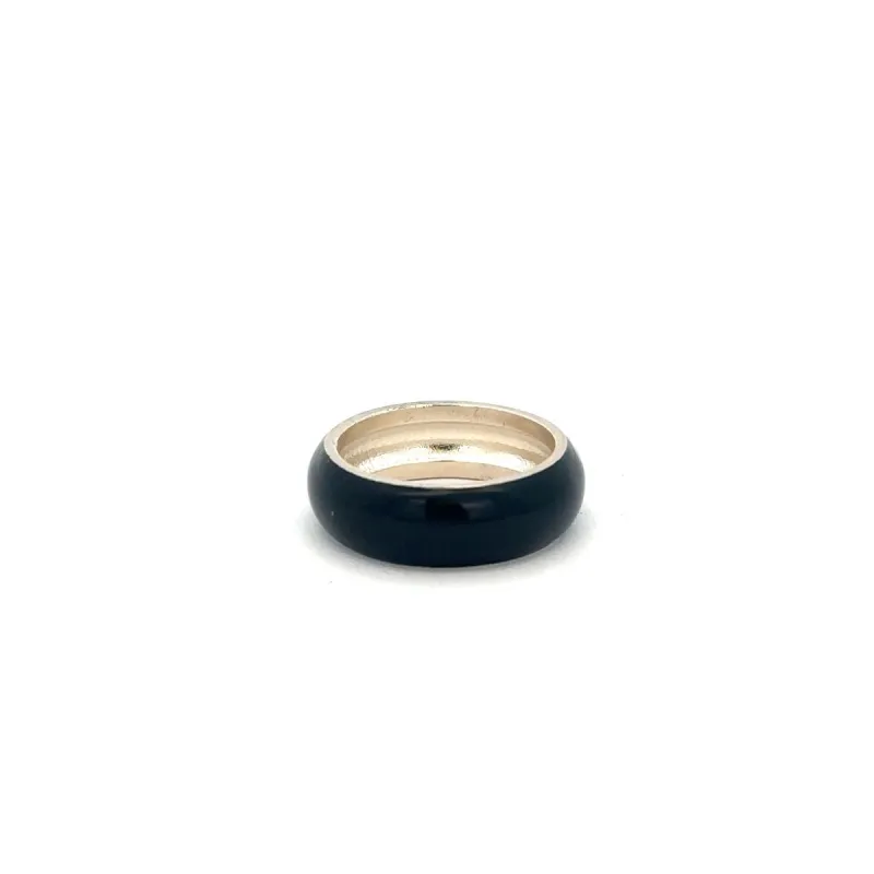 One of a Kind Domed Black Enamel Band Size 7 sold by Adina Reyter