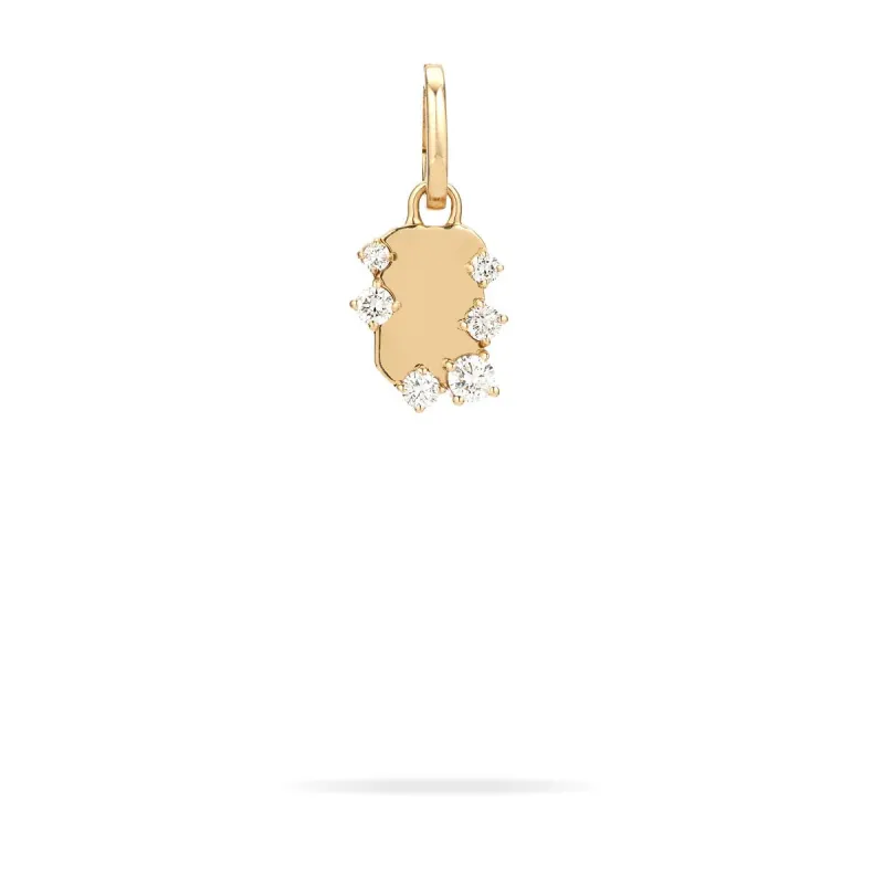 Tiny Diamond Dog Tag Hinged Charm -  Lab Grown sold by Adina Reyter