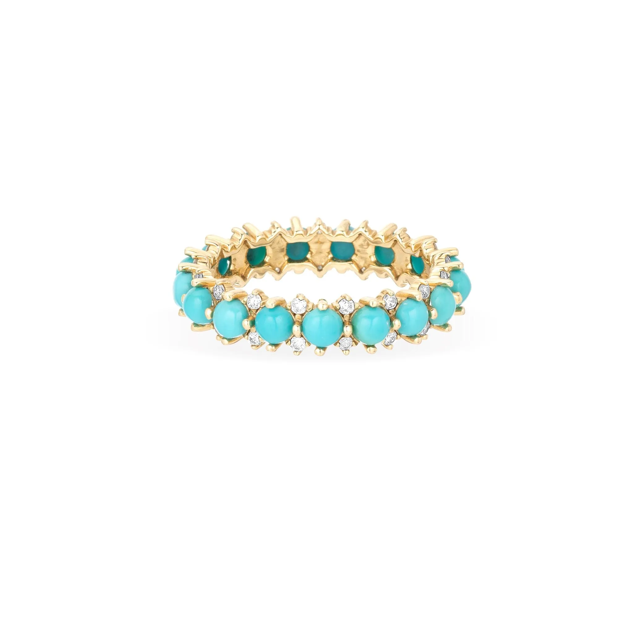 Turquoise + Diamond Rounds Eternity Ring sold by Adina Reyter