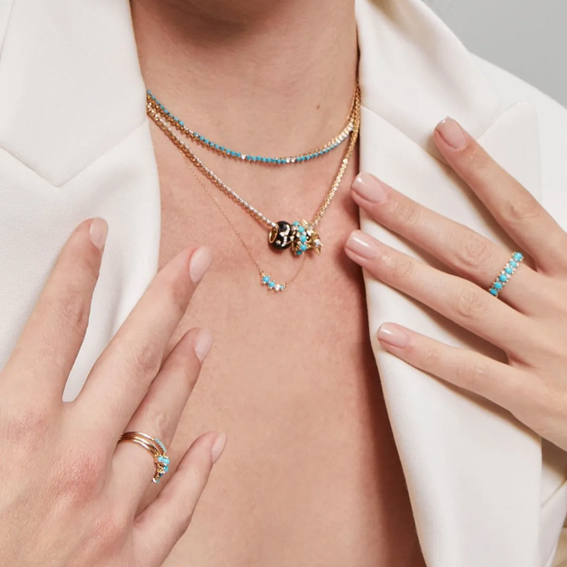 Turquoise Dash Stacking Ring sold by Adina Reyter product image thumbnail 2