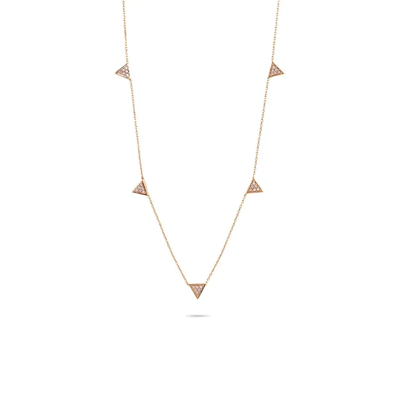 Super Tiny Solid Pavé Triangle Chain Necklace in Rose Gold sold by Adina Reyter