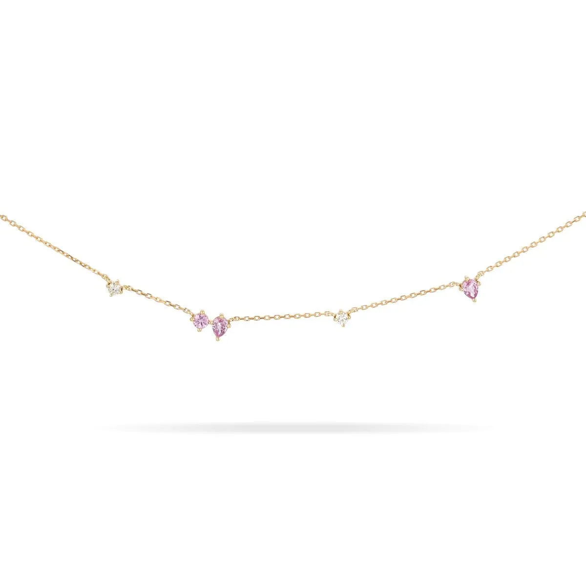 Premier Amigos Pink Sapphire + Diamond Station Necklace sold by Adina Reyter product image thumbnail 3