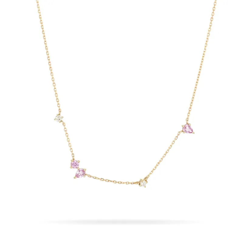 Premier Amigos Pink Sapphire + Diamond Station Necklace sold by Adina Reyter
