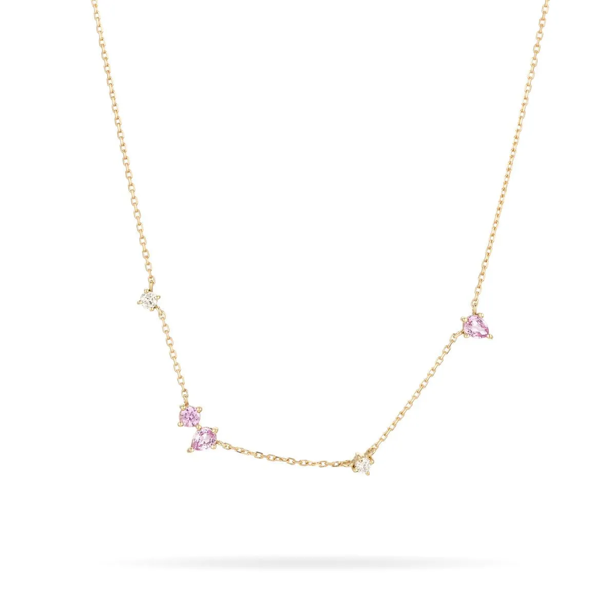 Premier Amigos Pink Sapphire + Diamond Station Necklace sold by Adina Reyter