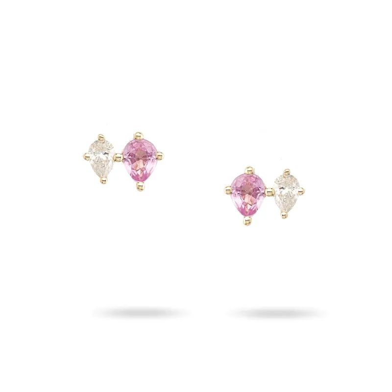 Premier Amigos Pink Sapphire + Diamond 2 Teardrop Posts sold by Adina Reyter