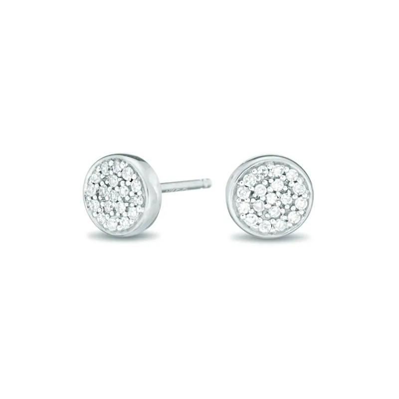 Solid Pavé Disc Posts in Sterling Silver sold by Adina Reyter