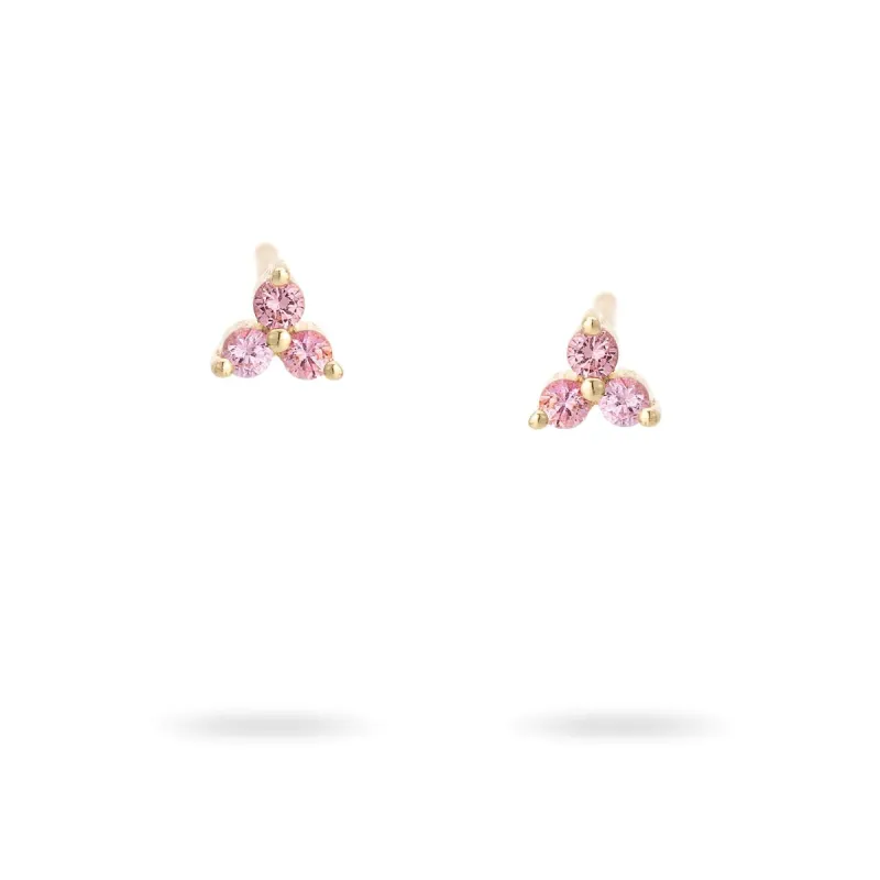 Super Tiny Pink Sapphire Cluster Posts sold by Adina Reyter