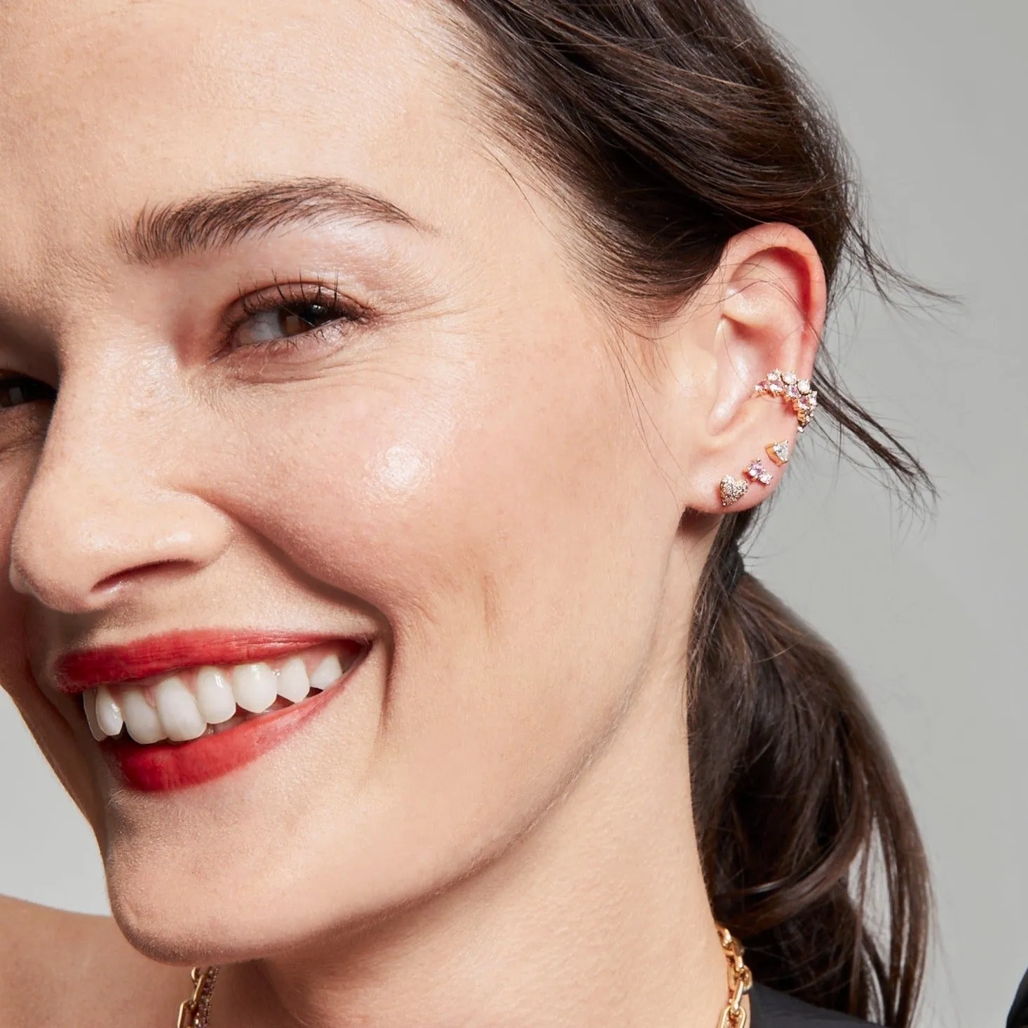 Pink Sapphire Rounds Ear Cuff sold by Adina Reyter product image thumbnail 2