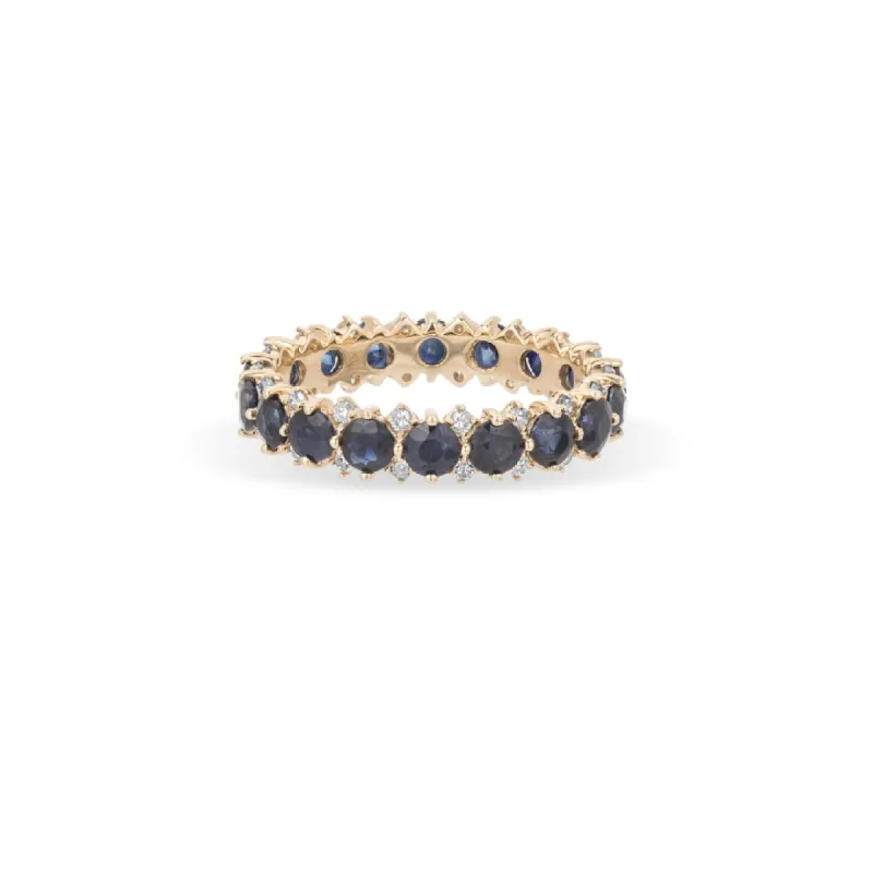 Sapphire + Diamond Rounds Eternity Ring Size 6 sold by Adina Reyter