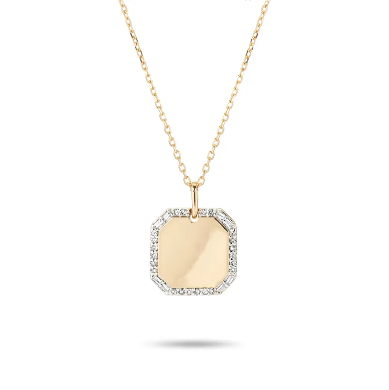 Square Pavé + Baguette Dog Tag sold by Adina Reyter