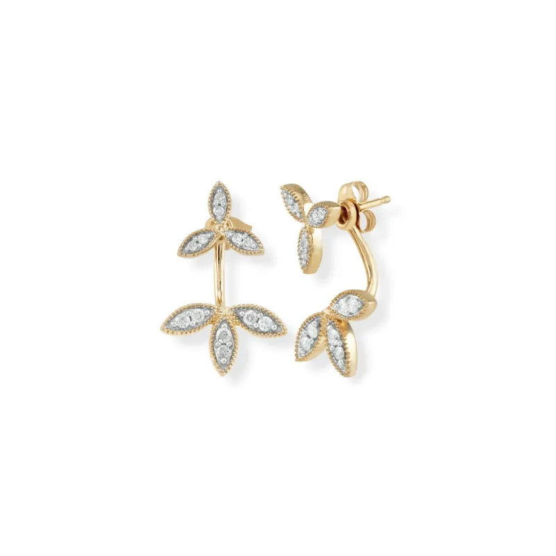 Pavé Double Flower Back Drop Earrings sold by Adina Reyter