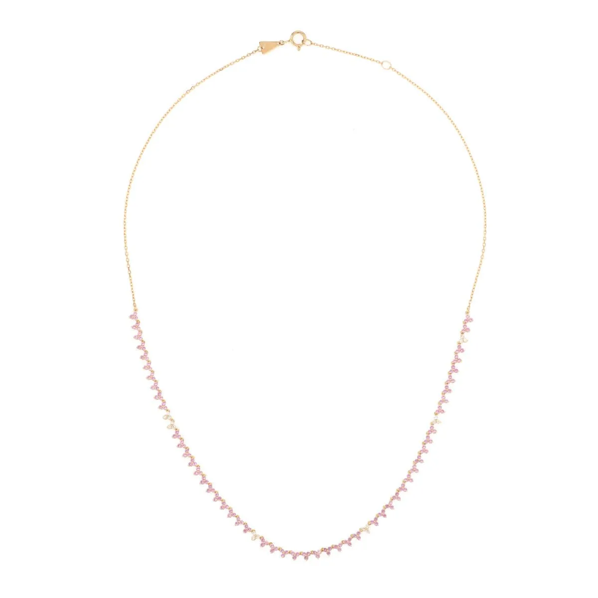 Pink Sapphire + Diamond Cluster Half Riviera Necklace sold by Adina Reyter product image thumbnail 3