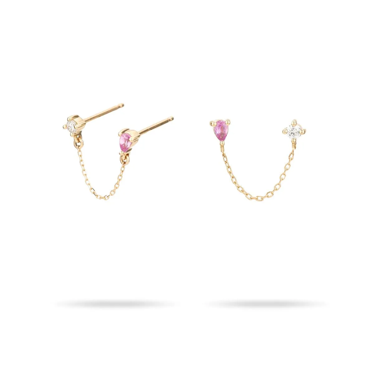 Pink Sapphire + Diamond Chain Posts sold by Adina Reyter product image thumbnail 3