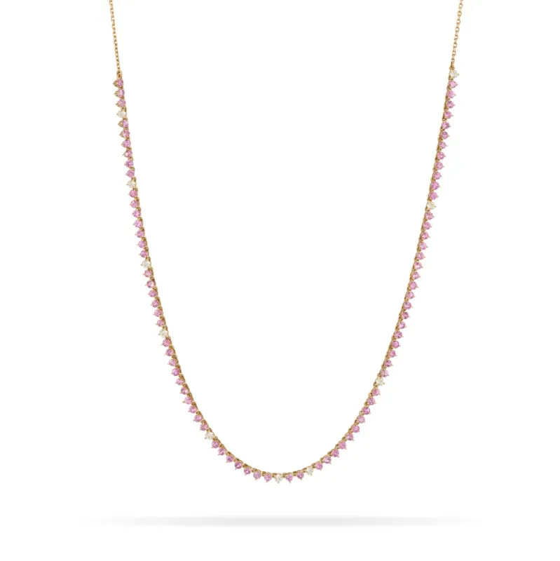 Pink Sapphire + Diamond Half Riviera Necklace sold by Adina Reyter