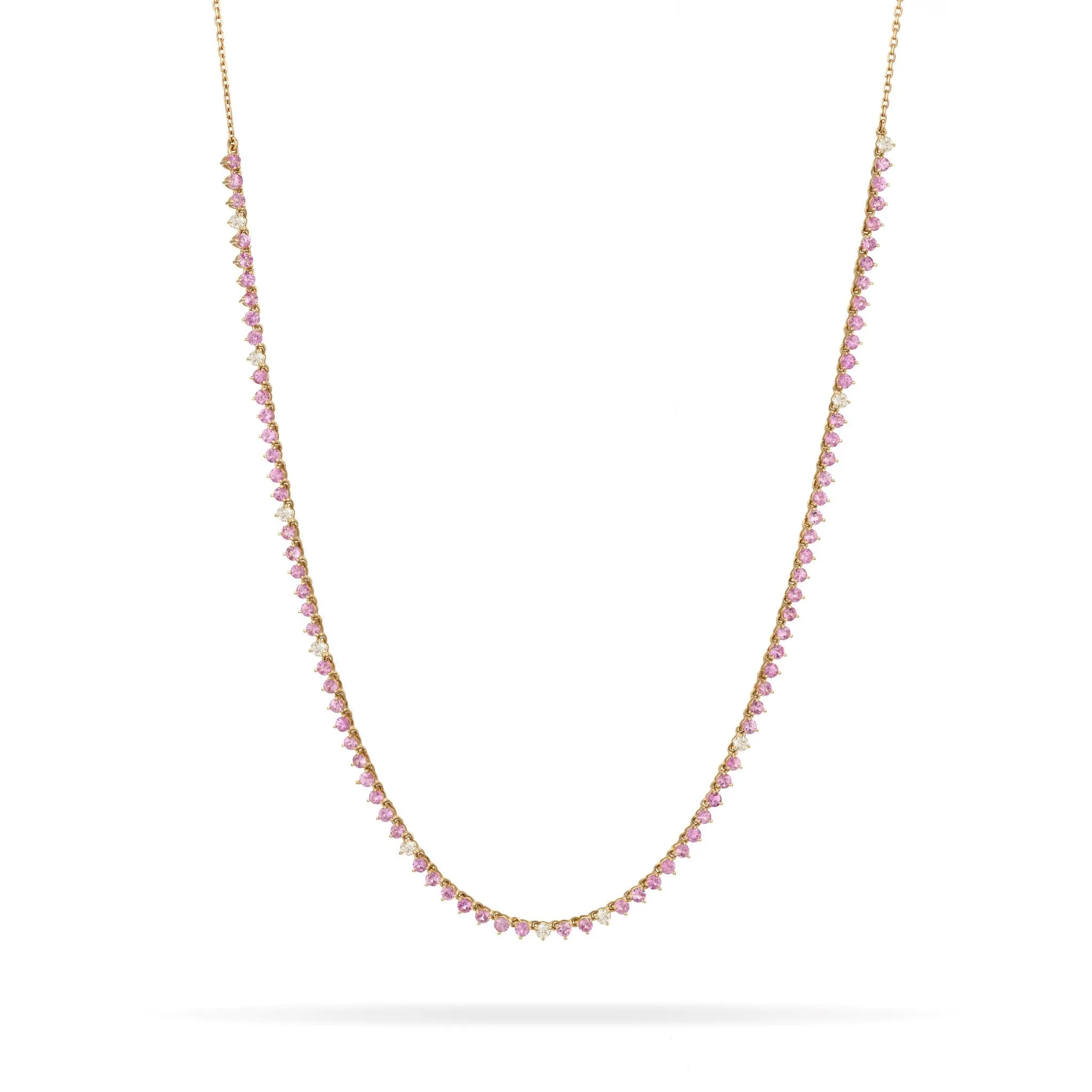 Pink Sapphire + Diamond Half Riviera Necklace sold by Adina Reyter