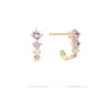 Pink Sapphire + Diamond J Hoops sold by Adina Reyter