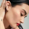 Pink Sapphire + Diamond J Hoops sold by Adina Reyter