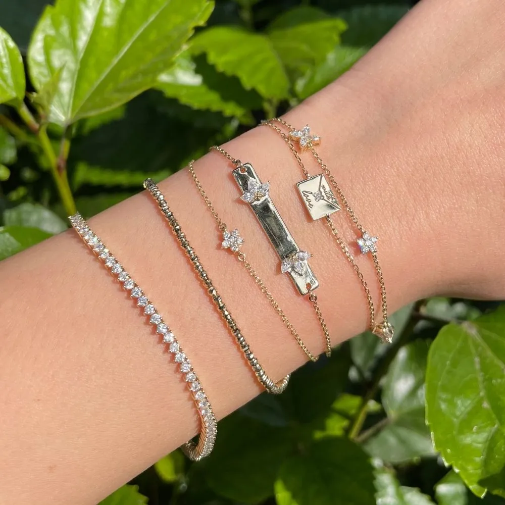 Paris Diamond Half Flower Tag Bracelet sold by Adina Reyter product image thumbnail 3