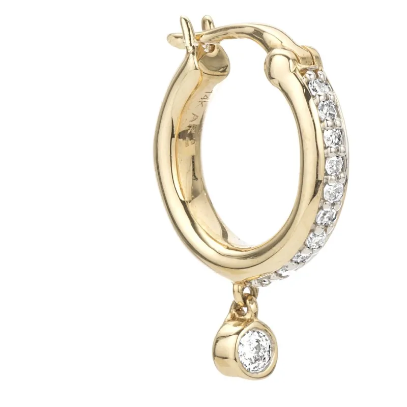 Pavé Diamond Drop Huggie Hoops sold by Adina Reyter