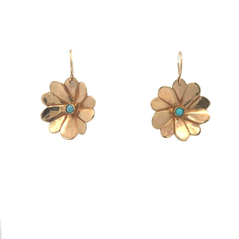 One of a Kind Turquoise Flower Dangle Earrings sold by Adina Reyter