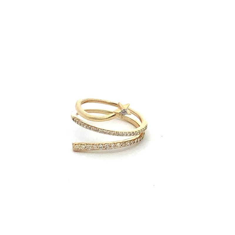 One of a Kind Pave Skinny 1 Shooting Star Wrap Ring Size 6 sold by Adina Reyter