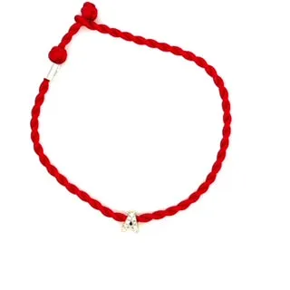 One of a Kind Pavé Letter "A" Charm Burgundy Silk Cord Bracelet sold by Adina Reyter