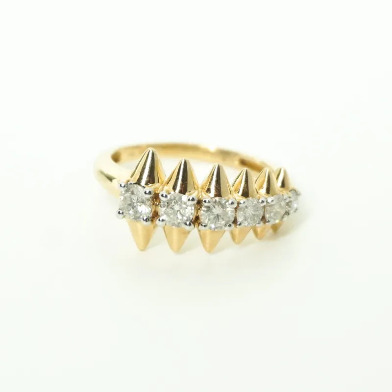 One of a Kind Large Diamond Spike Graduated Dragon Ring Size 6 made by Adina Reyter