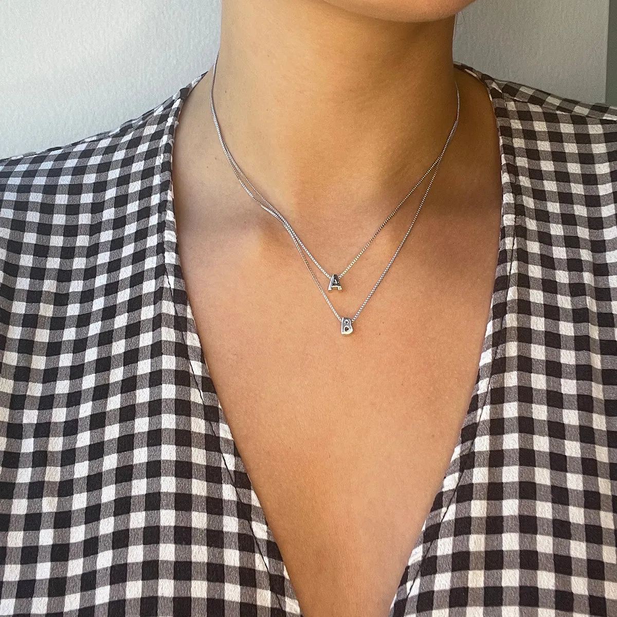 One of a Kind Single Diamond Initial B Bead Necklace in Sterling Silver sold by Adina Reyter product image thumbnail 2