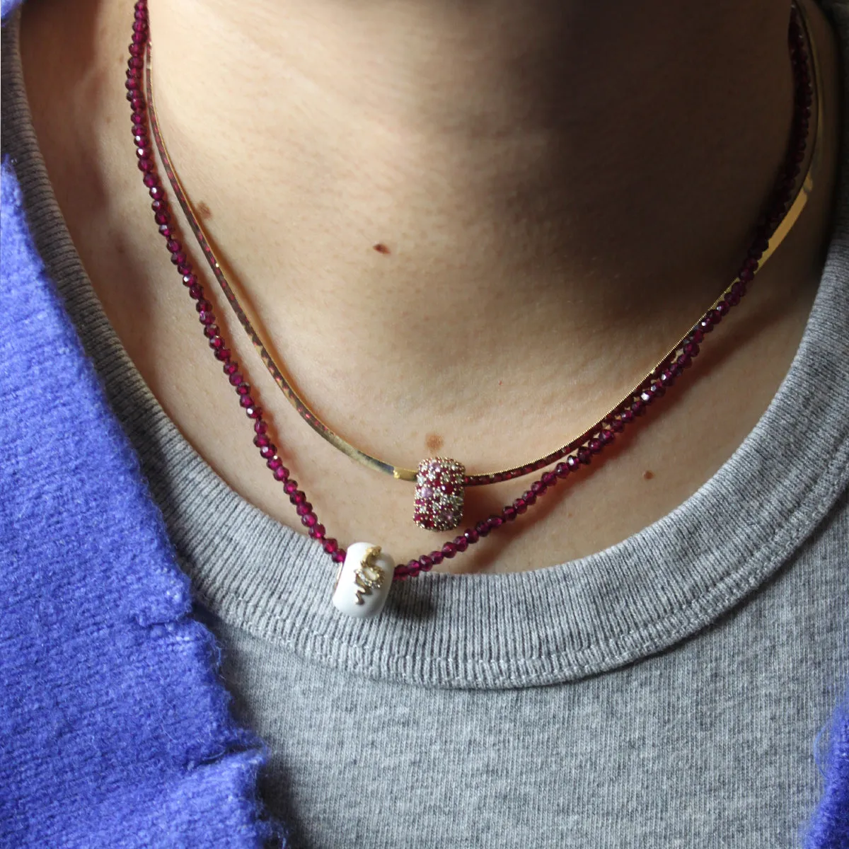 One of a Kind Giant Diamond + Pink Sapphire + Ruby Pave Bead sold by Adina Reyter product image thumbnail 2