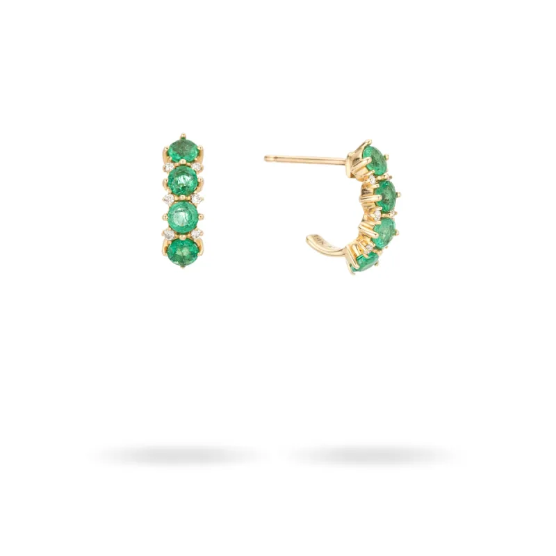 One of a Kind Emerald + Diamond Rounds J Hoops sold by Adina Reyter