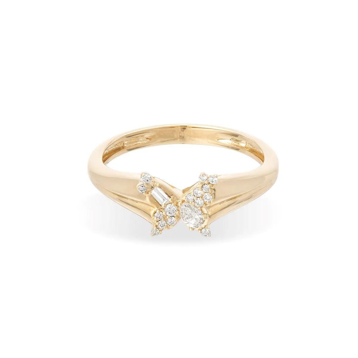 Mixed Diamond Butterfly Signet Ring Size 4 sold by Adina Reyter