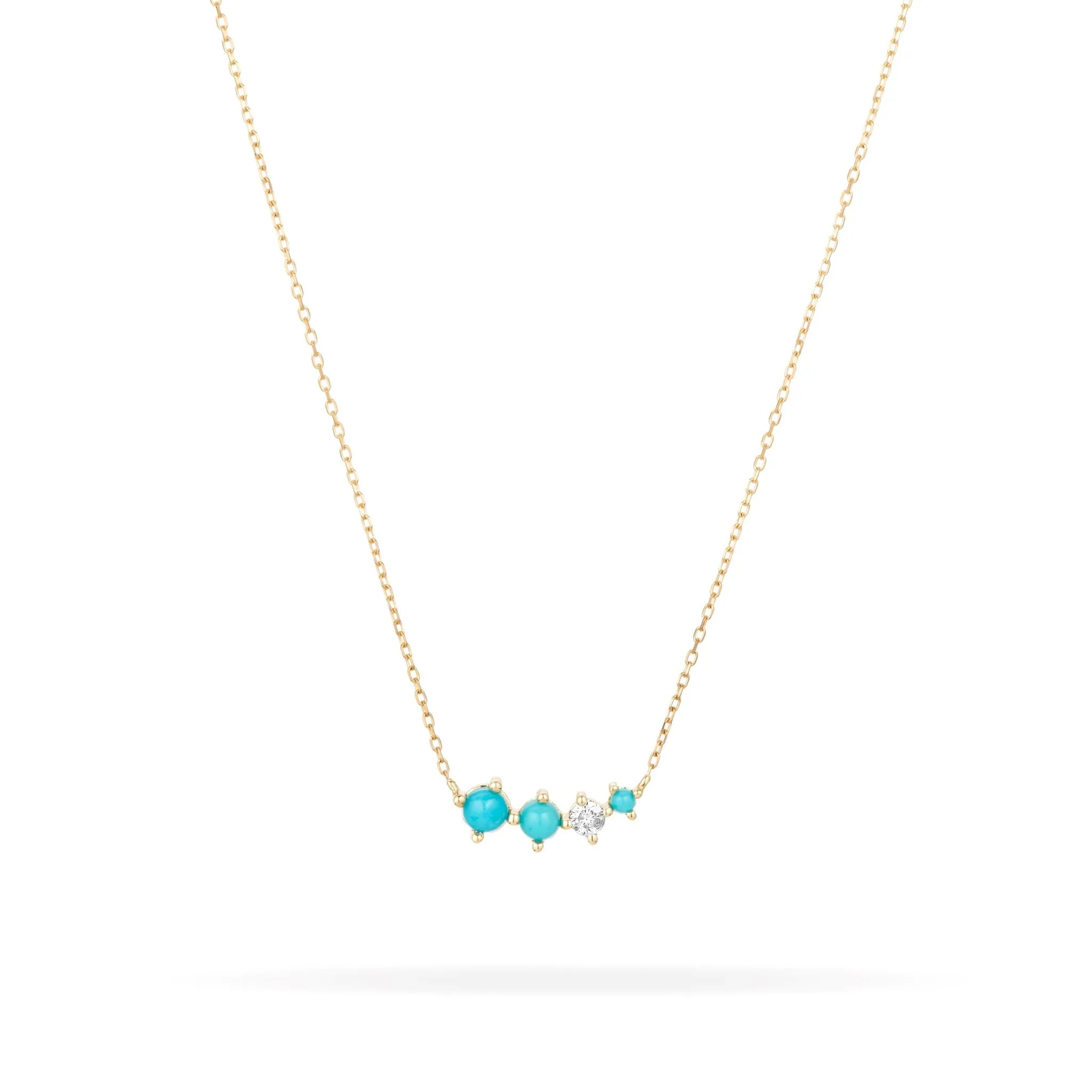 Graduated Turquoise + Diamond Curve Necklace sold by Adina Reyter