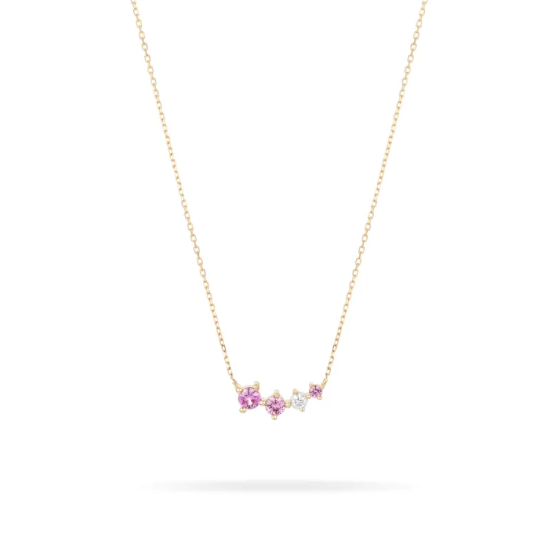 Graduated Pink Sapphire + Diamond Curve Necklace sold by Adina Reyter