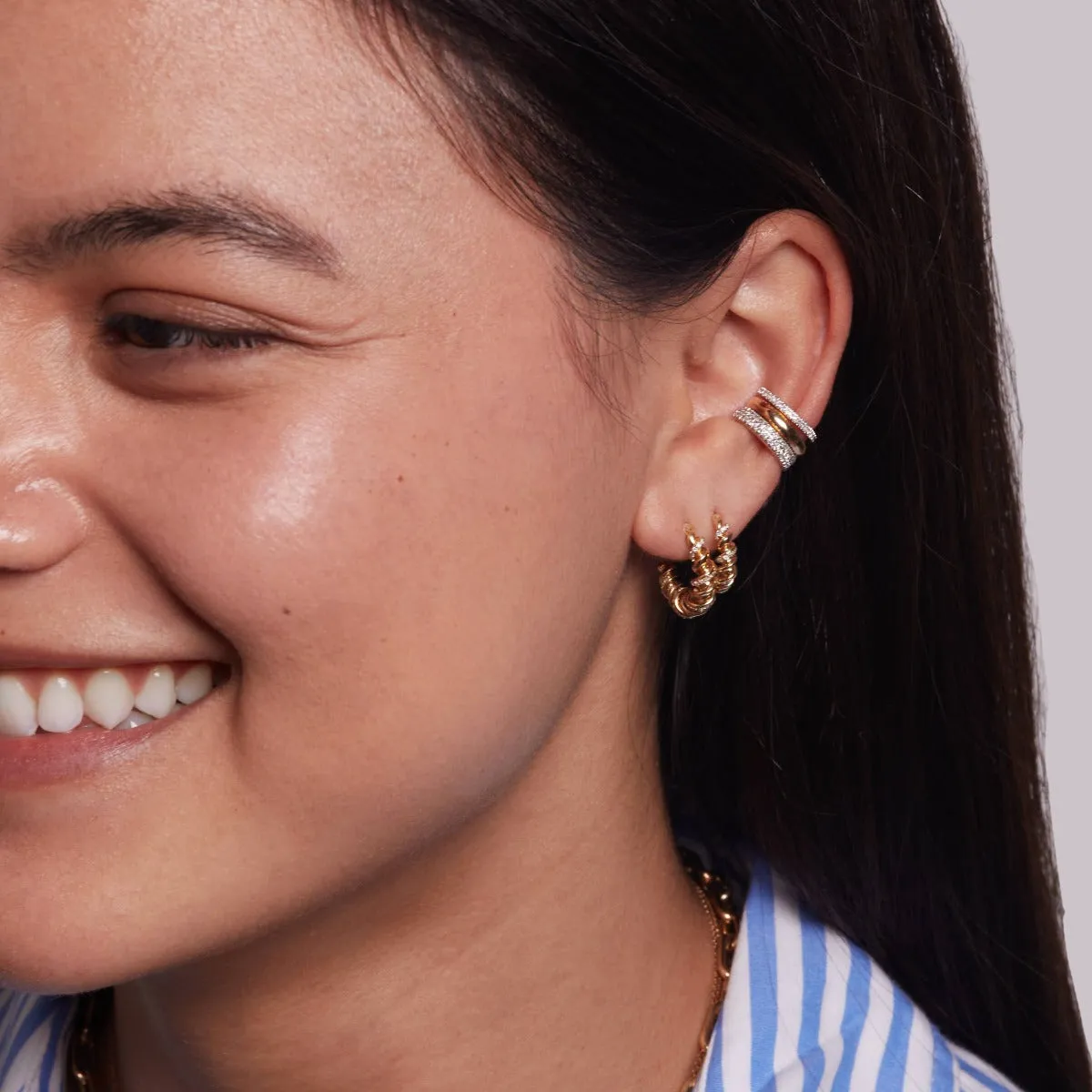 Large Pavé Fusilli J Hoops sold by Adina Reyter product image thumbnail 2