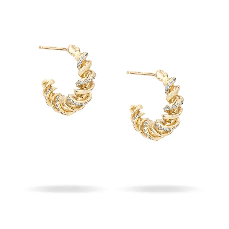 Large Pavé Fusilli J Hoops made by Adina Reyter