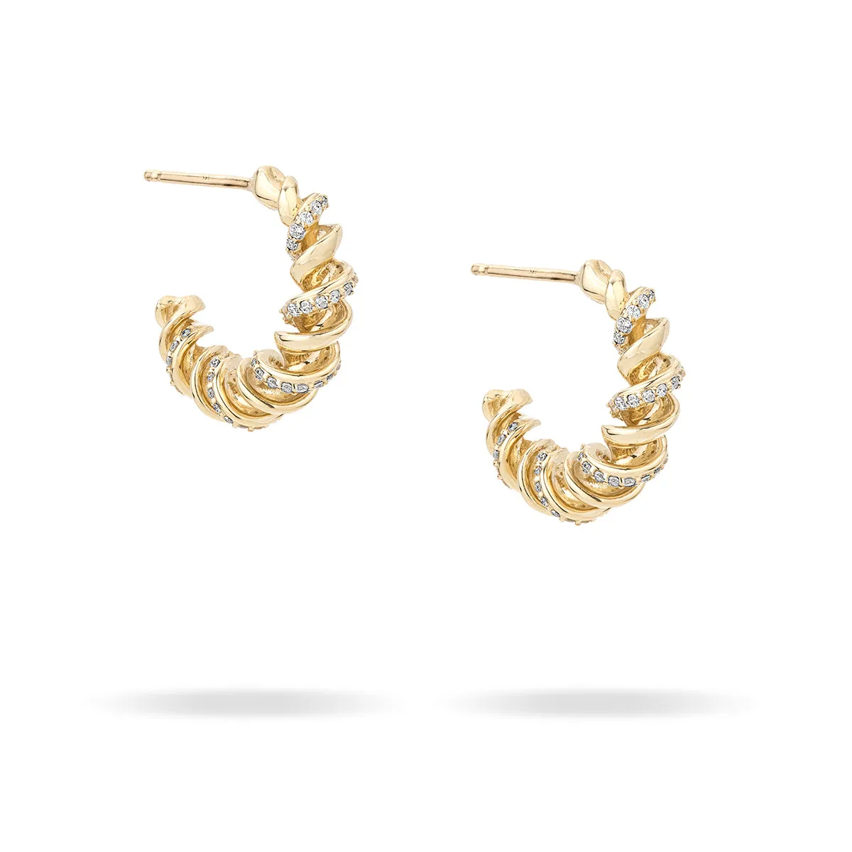 Large Pavé Fusilli J Hoops sold by Adina Reyter