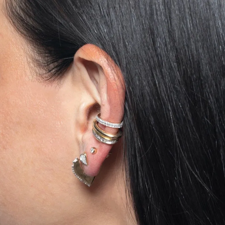 Heart Pavé + Baguette Dog Tag Hoops sold by Adina Reyter product image thumbnail 2