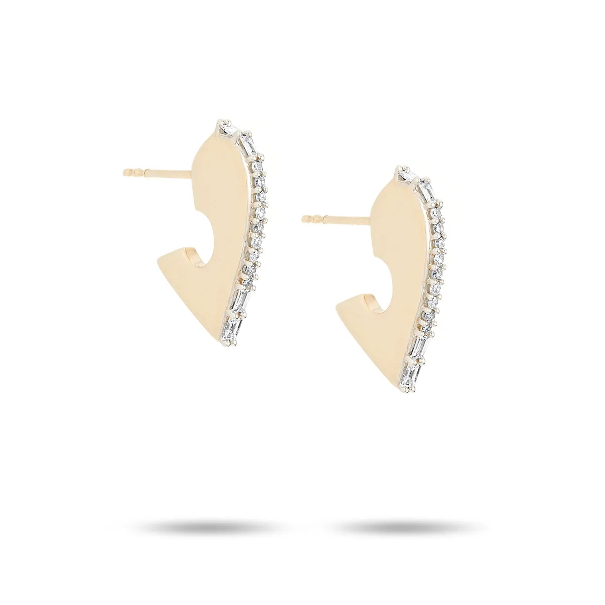 Heart Pavé + Baguette Dog Tag Hoops sold by Adina Reyter