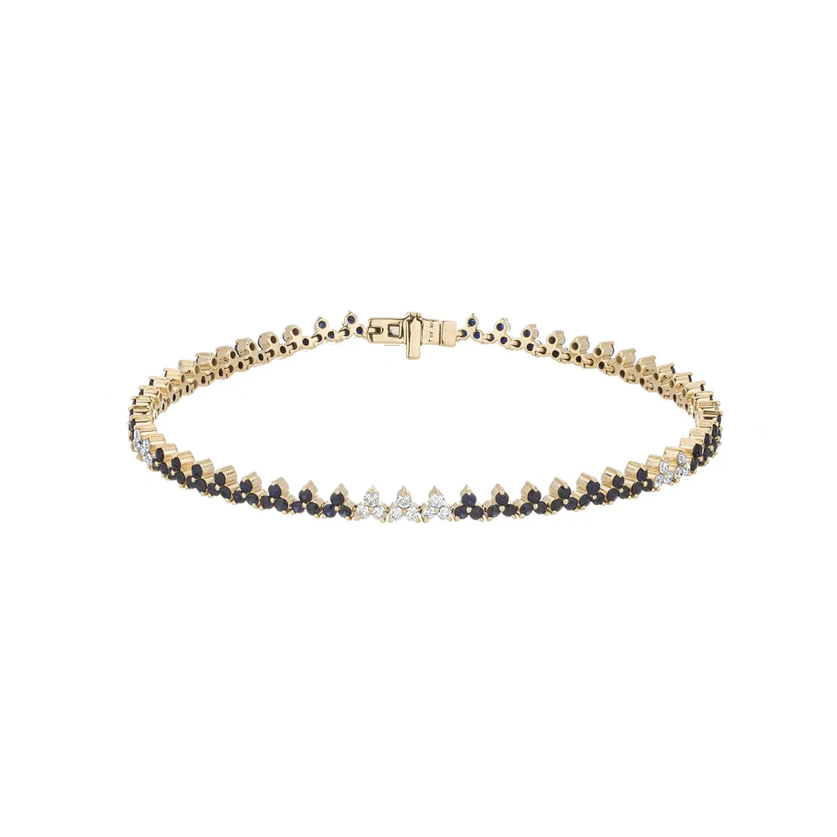 Diana Sapphire + Diamond Cluster Tennis Bracelet sold by Adina Reyter