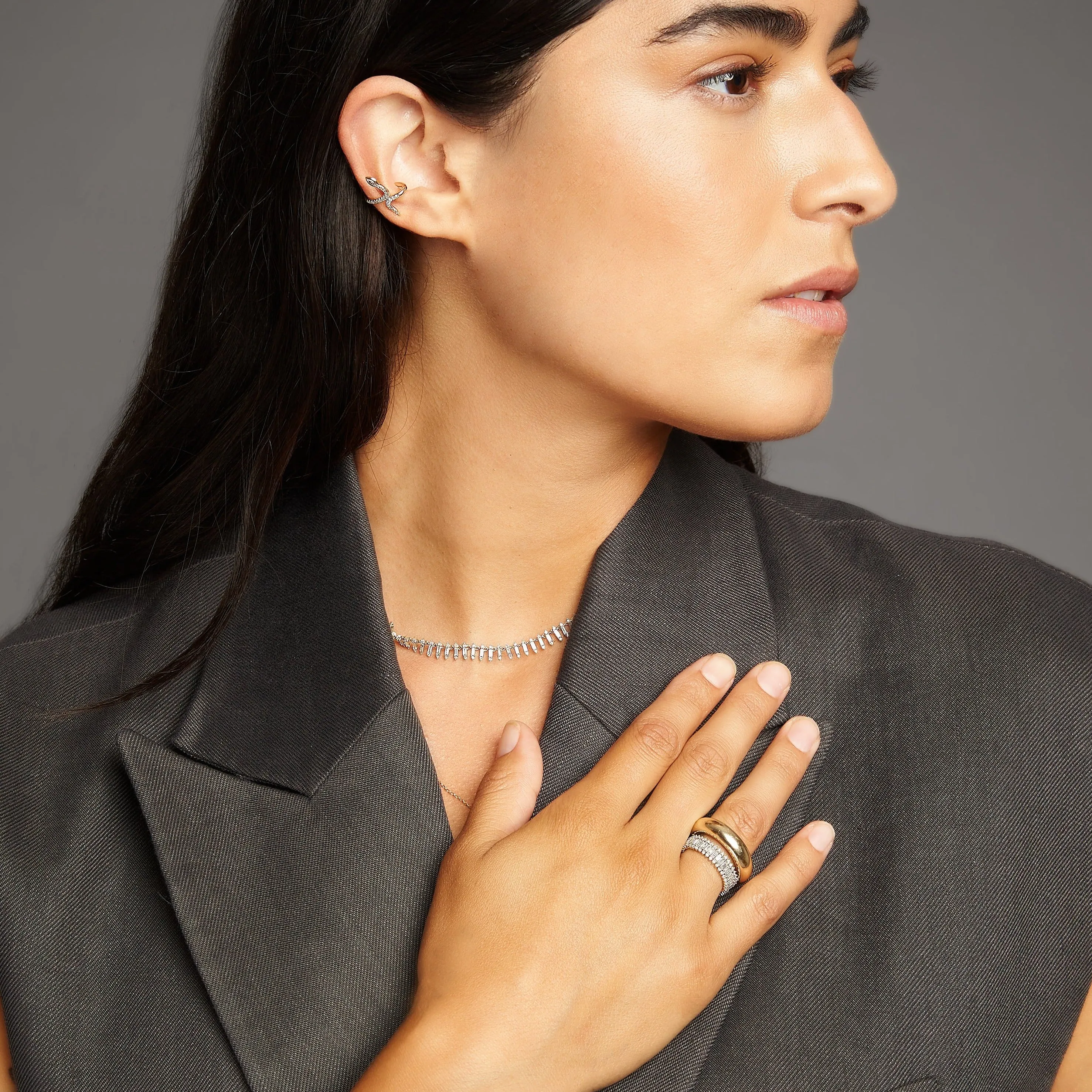 Full Stack Baguette Ring sold by Adina Reyter product image thumbnail 3